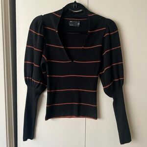 ASOS deep V puff sleeve sweater